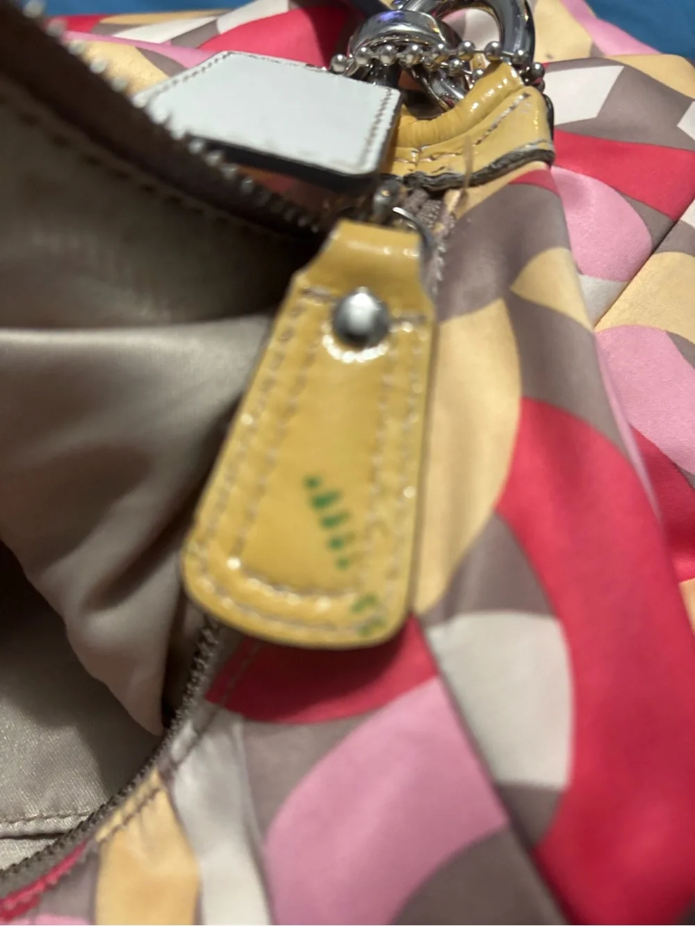 Coach Multi-Color Geometric Hobo Bag - Pink, Yellow & Red